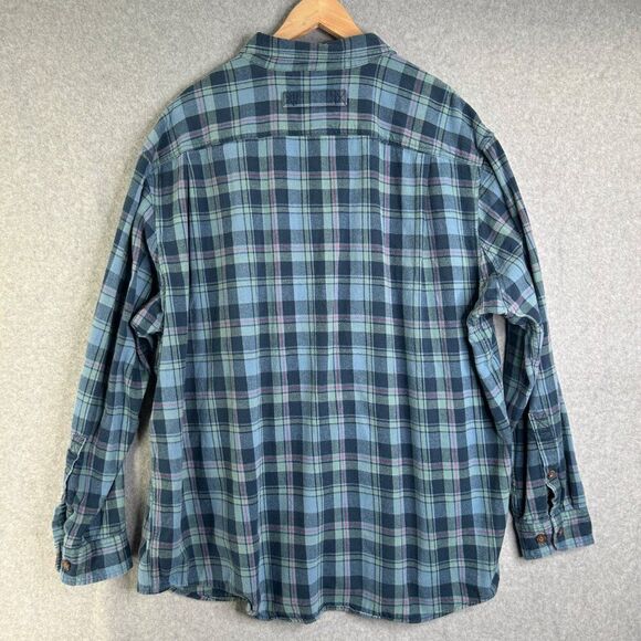 Men's Duluth Trading Company 2XL Blue Plaid Flannel Long Sleeve Shirt Button - Picture 10 of 13